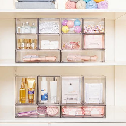 Vtopmart Clear Stackable Storage Drawers, 2 Pack Tall Plastic Organizers | Clear Pull-Out Drawers, Stackable Design for Skincare, Cosmetics, Beauty Supplies, Vanity, Bathroom, Cabinet and Countertop - style: 2pack High