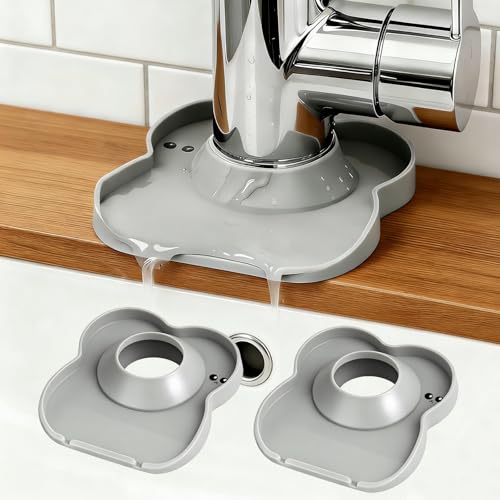 Silicone Faucet Mat for Kitchen Tap Compact Sink Splash Guard Protectors Behind Draining,Grey 2PCS - color: GreyX2