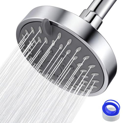 High Pressure Shower Head - 5 Spray Modes Powerful Pressure Boosting Showerhead For Bathroom - High Flow Fixed Showerheads (Chrome) - color: Luxury Polished Chrome