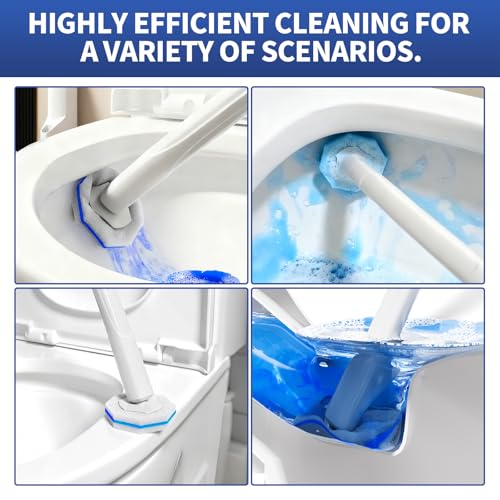 60pcs Disposable Toilet Brush Refill Pads, Replacement Brush Heads, Toilet Cleaner Refills，Disposable Wand Heads，Bathroom Cleaning，Toilet Cleaning Scrubbers Compatible with Most Toilet Brushes - style: 60 refflls（Without handle）