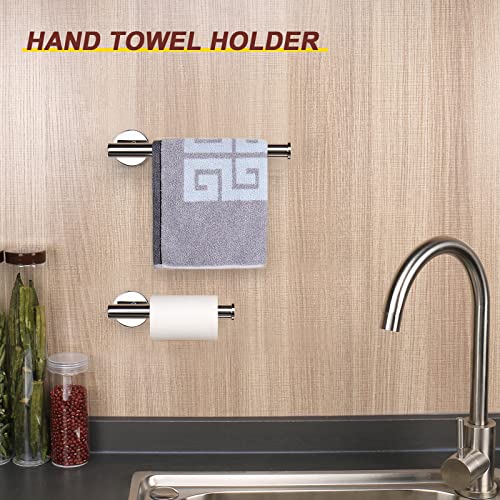 NearMoon Bath Toilet Paper Holder+ Hand Towel Holder, 2 Pieces Bathroom Hardware Set- Premium 304 Stainless Steel Toilet Roll Holder and Towel Rack Wall Mounted for Bathroom/Kitchen (Chrome Finish) - color: Chrome Finish