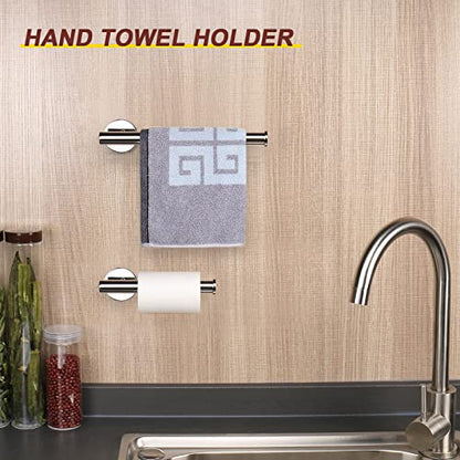 NearMoon Bath Toilet Paper Holder+ Hand Towel Holder, 2 Pieces Bathroom Hardware Set- Premium 304 Stainless Steel Toilet Roll Holder and Towel Rack Wall Mounted for Bathroom/Kitchen (Chrome Finish) - color: Chrome Finish