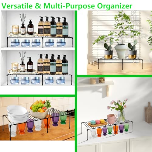 Freezer Shelf Rack - Expandable Freezer Shelves Shelf with Anti-Slip Feet, Adjustable Wire Racks for Cabinets, Top Freezer, Kitchen Pantry, Counter, Spice & Dish Cupboard Storage