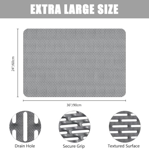 Non Slip Shower Mat: 36" X 24" Extra Large Shower Mats for Inside Shower - PVC Quick Dry Shower Stall Mat with Hundreds Drain Holes - size: 36" x 24" (Rectangular)