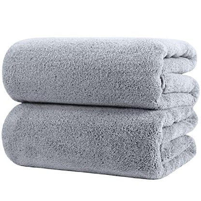 POLYTE Quick Dry Lint Free Microfiber Bath Sheet, 35 x 70 in, Pack of 2 (Gray) | 2 Pack, Oversize, Lint Free, Quick Dry - color: Gray