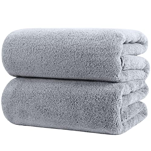 POLYTE Quick Dry Lint Free Microfiber Bath Sheet, 35 x 70 in, Pack of 2 (Gray) | 2 Pack, Oversize, Lint Free, Quick Dry - color: Gray