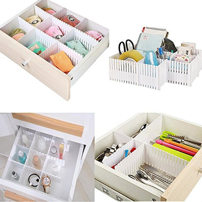 8pcs DIY Plastic Drawer Organizer Adjustable Drawer Dividers for Home Tidy Closet, Socks, Underwear, Office School Supplies, Kitchen Utensil Tools (White) - color: White