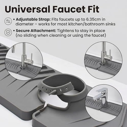 Silicone Sink Splash Guard, 30 Inch Foldable Mat - Adjustable Lock Guard for Kitchen Behind Faucet, Counter Protection(Black) - color: Black