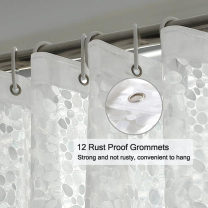 EVA Clear Shower Curtain Liner, 3D Water Cube 5G Shower Liners with 12 Rustproof Metal Grommets and Weighted Magnets, Waterproof Duty for Bathroom 72 x 72 - color: Clear Stone