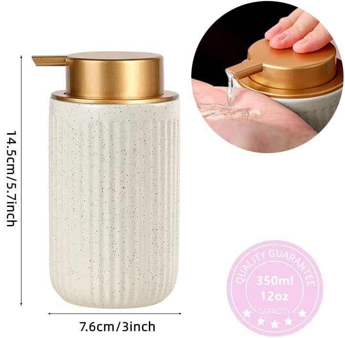 Soap Dispenser Ceramic with Easy-to-Press Pump Hand Lotion Liquid Soap Dispenser for Bathroom Kitchen - color: Liquid-stripe