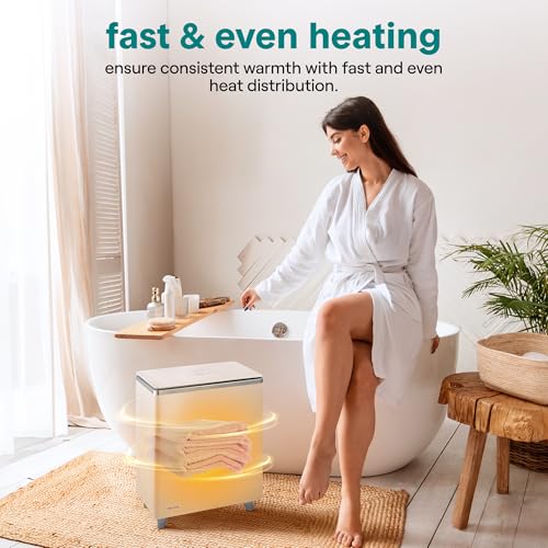 SereneLife Luxury Rectangle Towel Warmer - Spa & Bathroom Heater with Custom Fragrance, Auto Shut-Off, Fits 2 large Towels, Blankets, Bathrobes, PJ's - Perfect Gift for Him & Her (Silver) - color: Silver