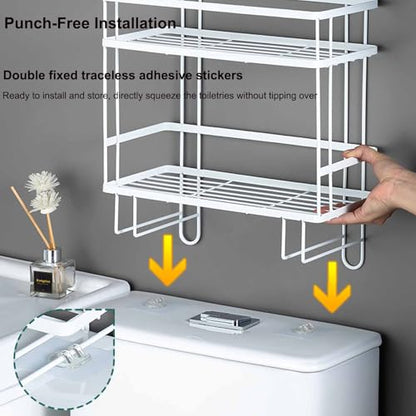Over Toilet Shelf Bathroom Organizer Thickening Metal Toilet Storage Rack with Wall Mounting Design Waterproof Bathroom Shelf Over Toilet Large Capacity Over Toilet Organizer