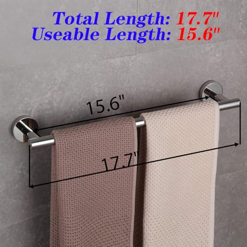 GERZWY 18-Inch Bathroom Single Towel Bar Stainless Steel Bath Towel Rack Contemporary Style Wall Mount, Polished Finish AG1101C45-JG - color: Chrome, size: 18 Inch (Pack of 1)