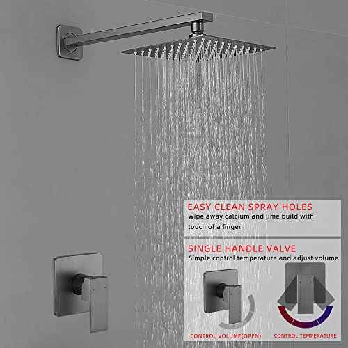 Grey Shower Faucet Set Bathroom Rainfall 8 Inch Shower Head System Single Handle Shower Trim Kit with Rough-in Valve - color: Gray, style: Shower Faucet