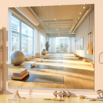 Hasipu 2 Pack Home Gym Mirrors with Glass Clamps, 72"x36" Each, Full Length | Large Frameless Wall Mounted Body Mirrors for Home Gym Workout Yoga Garage Pilates Dance or commercial, Tempered Glass Silver - size: 72"x36"-2PCS