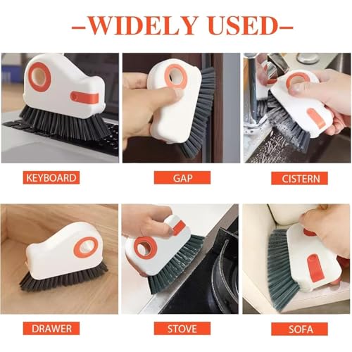 Window Track Cleaning Brush, 2-in-1 Grout Cleaning Tool with Handle & Stiff Bristles, Ideal for Sliding Door Tracks, Window Sills and Narrow Gaps