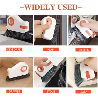 Window Track Cleaning Brush, 2-in-1 Grout Cleaning Tool with Handle & Stiff Bristles, Ideal for Sliding Door Tracks, Window Sills and Narrow Gaps
