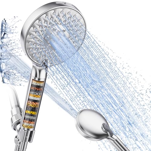 SR SUN RISE Filtered Shower Head with Handheld High Pressure 9 Spray Mode Showerhead Detachable Shower Head Water Softener Filters Beads for Hard Water Remove Chlorine 1 Filter Chrome - color: Chrome, size: 1 Filter