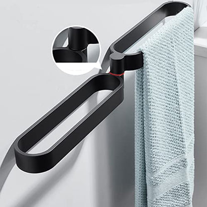 DCFV Wall Mounted Towel Holder, 180°Rotation Bathroom Hand Towel Holder, Space Aluminum Towel Bar, Kitchen Towel Rack, Multiple Uses