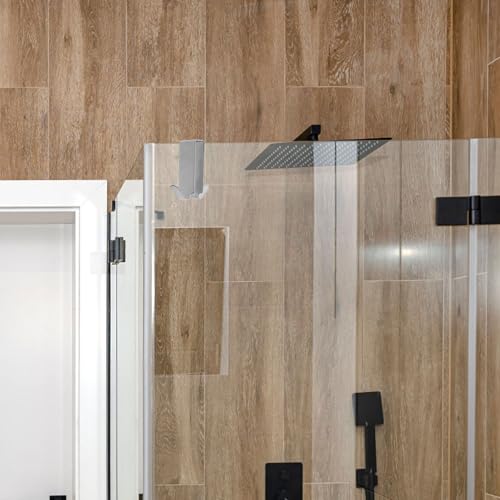 balacoo Stainless Steel Bathroom Double Hook Towel Holder Punch-Free No Drilling Wall Mount Suction Cup Hook for Shower Room and Glass Door Organizer