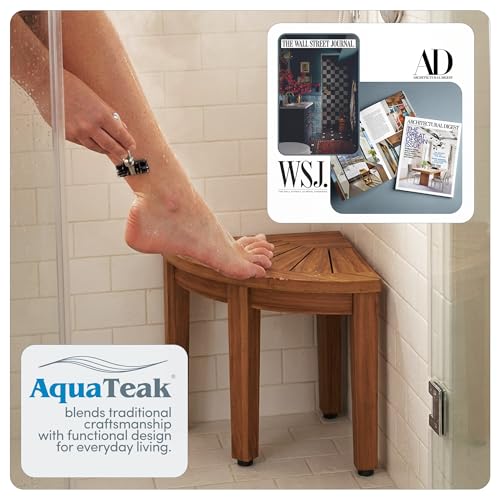 AquaTeak Kai OptiAREA 12" Teak Foot Rest | Durable, Water-Resistant Teak, Shower Chair & Shaving Foot Rest, Indoor/Outdoor Use