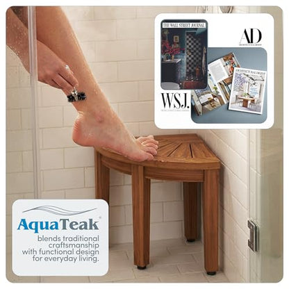 AquaTeak Kai OptiAREA 12" Teak Foot Rest | Durable, Water-Resistant Teak, Shower Chair & Shaving Foot Rest, Indoor/Outdoor Use