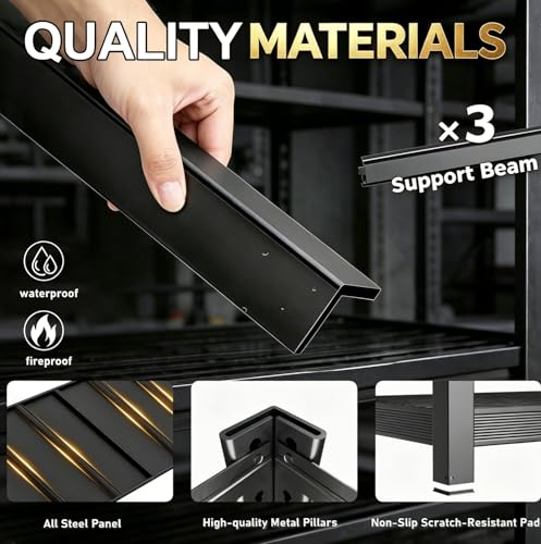 84" H 5-Tier Heavy Duty Storage Shelves, 3000LBS Capacity Adjustable Metal Industrial Garage Shelving Units,Freestanding Storage Rack for Shop and Warehouse, 84" H x 55" W x 24" D - size: 24"D x 55.1"W x 84.1"H(Metal Board)