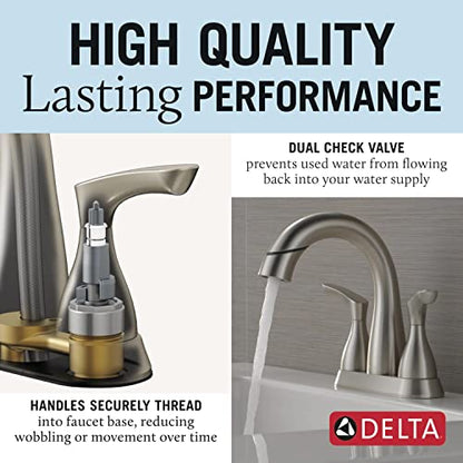 Delta Broadmoor Centerset Brushed Nickel Bathroom Faucet with Sprayer, 4 Inch 3 Hole Bathroom Sink Faucet with Pull Out Sprayer, Push-Pop Drain, Stainless 25765LF-SSPD - color: SpotShield Stainless