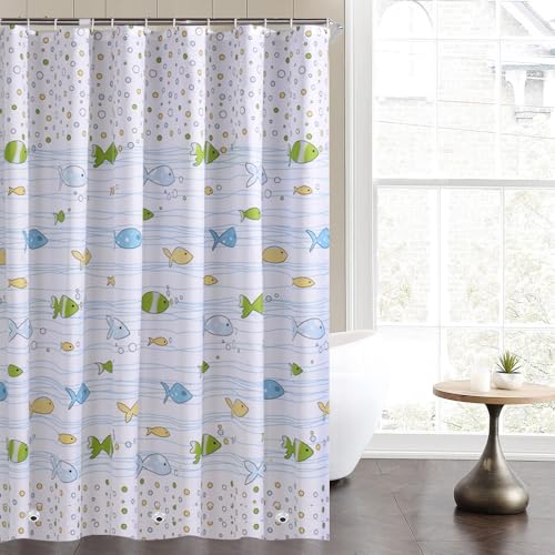 Plastic Shower Liner - Premium PEVA 4G Shower Curtain Liner with Rustproof Grommets and 3 Weighted Magnets, Waterproof Shower Curtains for Bathroom (Small Fish) - color: Small Fish, size: 71"W x 71"L (Pack of 1)