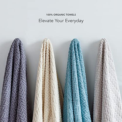 Texere 100% Organic Cotton Jacquard 650 GSM Premium Bath Towel Sets - Extra Absorbent Quick Dry and Plush, 2 Large Bath Towels, 2 Hand Towels, 2 Washcloths (Cable, Excalibur, 6 Piece) - color: Excalibur (Cable)