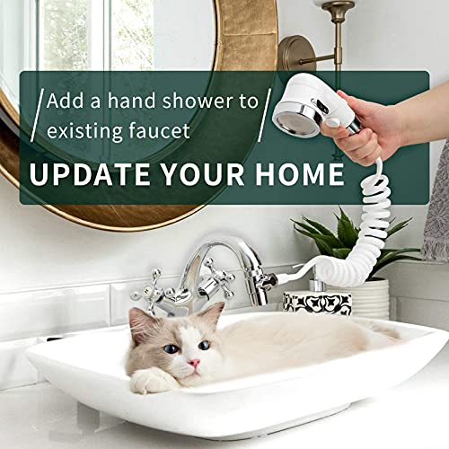 ZCONIEY Sink Faucet Sprayer Attachment, Shower Head Attaches To Tub Faucet, Dog Bathing Hose Shower Set for Laundry Bathroom Kitchen - color: b-white