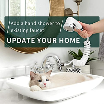 ZCONIEY Sink Faucet Sprayer Attachment, Shower Head Attaches To Tub Faucet, Dog Bathing Hose Shower Set for Laundry Bathroom Kitchen - color: b-white