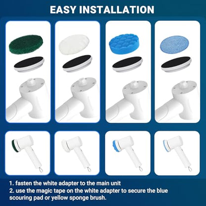 Spin Scrubber Replacement Heads, 4-Pack | Multi-surface pads: tile, bathtub, kitchen, floor, car detailing. Soft & stiff bristles.Deep clean grout & corners.
