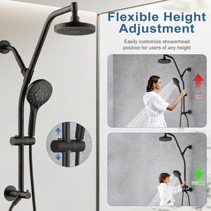 BRIGHT SHOWERS Rain Shower Head with Handheld Combo, Dual Shower System with Slide Bar, Adjustable Height, Brass Slide Bar & Diverter, 60 Inch Stainless Steel Hose, Oil Rubbed Bronze - color: Oil Rubbed Bronze