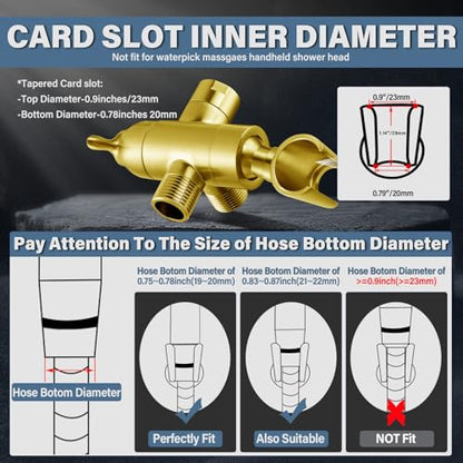 Metal Shower Arm Diverter with Handheld Mount, G1/2" 3-Way Shower Diverter Valve Bathroom Universal Showering System Replacement for Handheld Wand and Fixed Sprayer, Brushed Gold - color: Brushed Gold