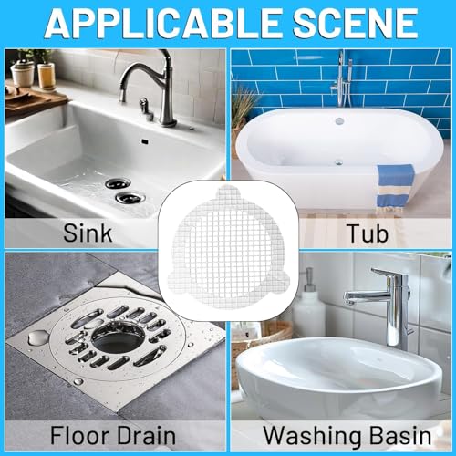 Disposable Shower Drain Hair Catcher, 3.54 Inches Round, 25 PCS | Stickers for Bath & Kitchen, For Human & Pet Hair, Mesh for Bathtub & Laundry, Drain Cover - size: Round - 25 Packs