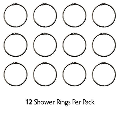 SlipX Solutions Oil Rubbed Bronze Shower Curtain Rings, Set of 12 | Effortless Gliding, Fits Standard Shower Rod, Snap Closure, Rust Resistant - color: Oil Rubbed Bronze