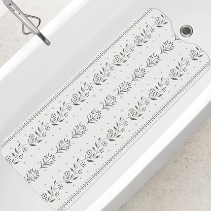 SHUCHING Bath Mat for Tub Non Slip-40x16 Inch, Boho Flower | Bathtub Mat for Women Mold Free, Long Shower Mat for Inside Shower with Suction Cup, Machine Washable - color: Boho Wildlower