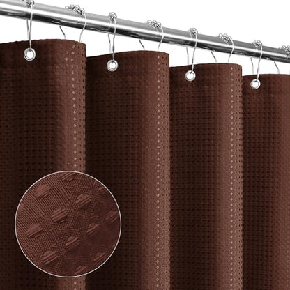 Small Stall Brown Fabric Shower Curtain, 36 x 72 | Narrow Half Cloth-Textured Shower Curtain for Bathroom, Water Repellent, Machine Washable - color: Brown, size: 36"W x 72"L (Pack of 1)