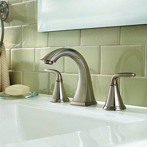 Pfister Pasadena 8 inch Widespread 3 Hole Bathroom Sink Faucet with 2 Handles, Brushed Nickel Finish, Push & Seal Drain, Water-Efficient WaterSense Certified LF049PDKK - color: Brushed Nickel
