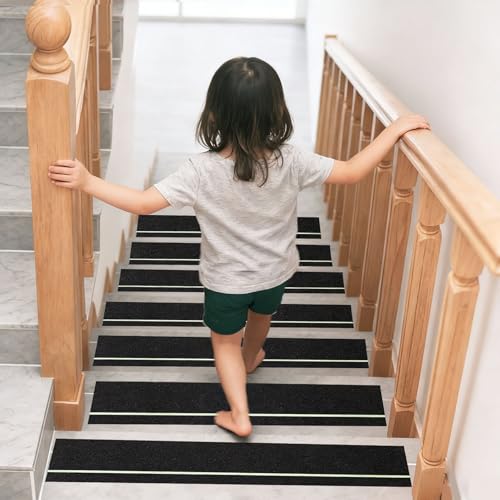 Glow in Dark Anti Slip Tape, 4" x50FT Heavy Duty Waterproof Safety Grip Tape for Stairs, Pool, Bathroom - Black & Glow Stripe Indoor/Outdoor Multi-Purpose Traction Tape - size: 4 Inch x 50 Feet