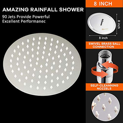 NearMoon Rain Shower Head, Ultra-Thin Design-Pressure Boosting, Awesome Some Experience, High Flow Stainless Steel Rainfall Head (8 Inch,Chrome Finish) - color: Chrome Finish, size: 8 Inch