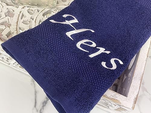 Liberty21 His and Hers Embroidered Wash Cloths Towel Set for Couples. This Set Includes 2 Washcloth Towels for Body and Face. His and Hers Gifts. 100% Cotton. (Blue) - color: Blue