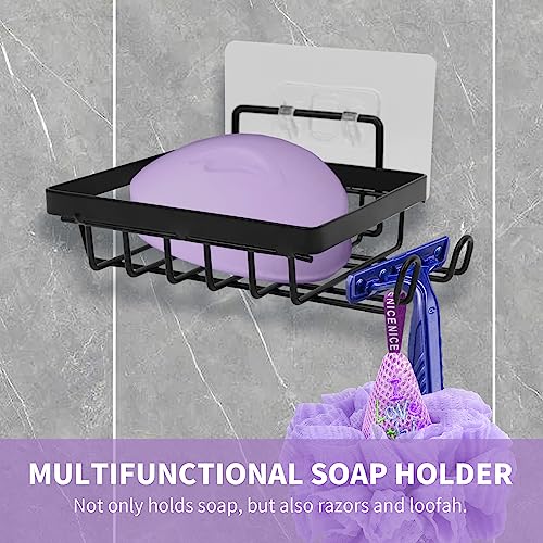 Carrie Joe Soap Holder Self Draining Soap Dish Razor Holder for Shower Wall Not Punched Easy Clean Bar Soap Holder Fit for Bathroom, Kitchen Sink - color: Charcoal Black