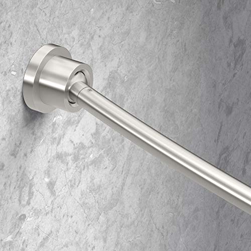 Gatco 827SN Modern Minimalist Curved Shower Rod Set, 42"-72", Satin Nickel | Wall Mount Adjustable Length Stainless Steel Shower Curtain Rod | Expands Shower Space Up To 8 Inches - color: Satin Nickel