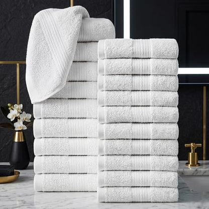 100% Cotton Washcloths 12x12 Inches, 600 GSM, Soft & Absorbent, Durable, Set of 20, White - color: White, size: Washcloth Set of 20