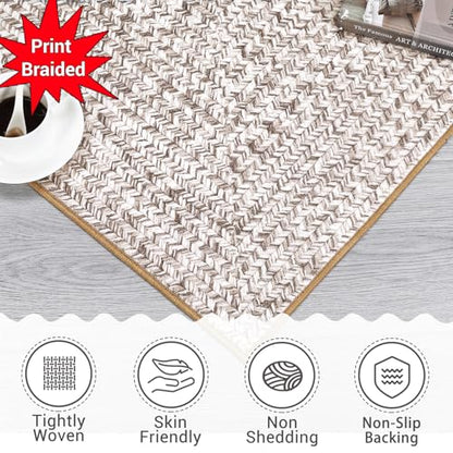 Printed Washable Runner Rug 2x6 2'x6' Beige/Grey - color: Beige/Grey, size: 2' x 6' (Runner)