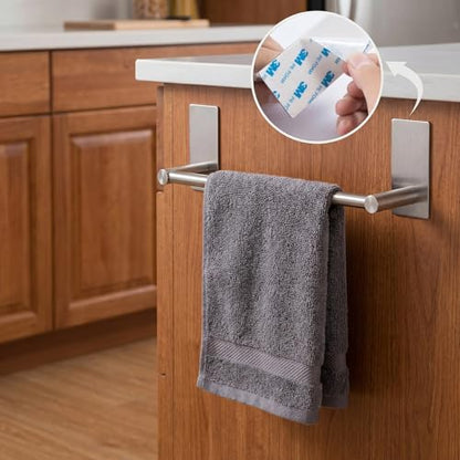 Adhesive Towel Bar 9-inch, Stick On Bath Towel Rack, Hand Towel Holders, No Drilling on Wall - Brushed Nickle - color: Brush Nickle, size: 9-Inch