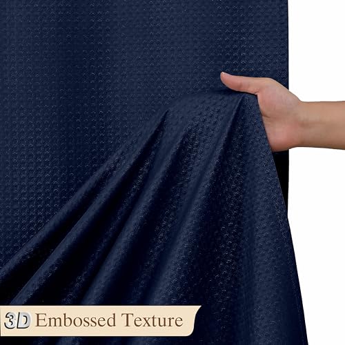 Aiyufeng Navy Blue Shower Curtains for Bathroom，Dot Like Embossed Textured Waterproof Soft Polyester Cloth Shower Curtain，Hotel Spa Machine Washable，72Wx72L - color: Navy Blue, size: 72"W x 72"L (Pack of 1)
