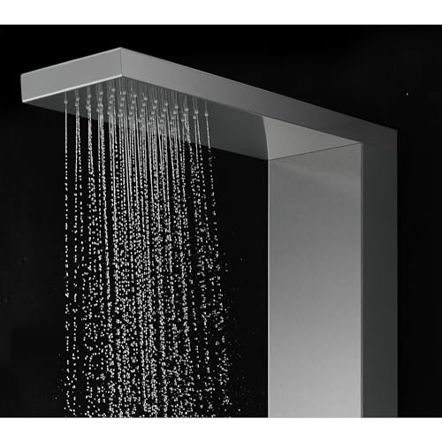 Blue Ocean 65” Stainless Steel SPS8852 Thermostatic Shower Panel Column System with Rainfall Shower Head, Body Nozzles, and Handheld Shower Head, Shower Tower - style: 65 inch Stainless Steel